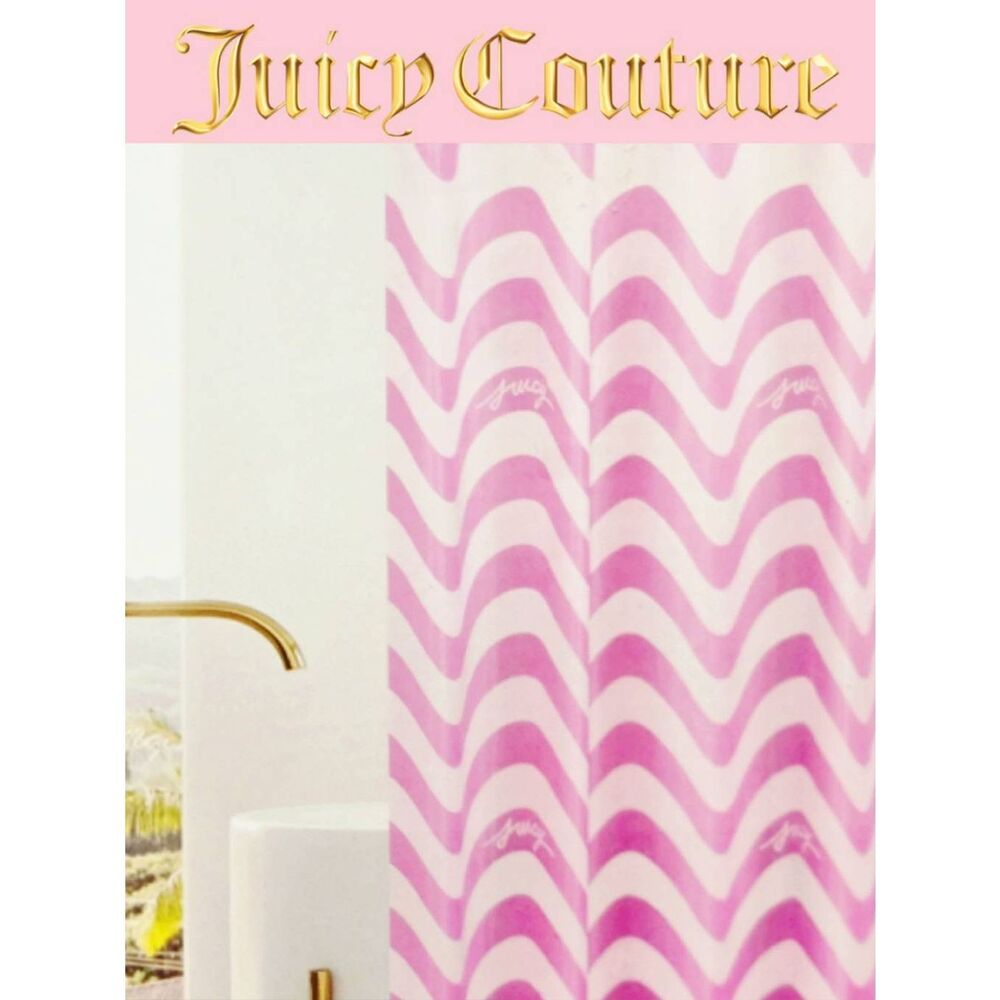 Juicy Couture Home Eco-Friendly Zig-Zag Printed PEVA Shower Liner